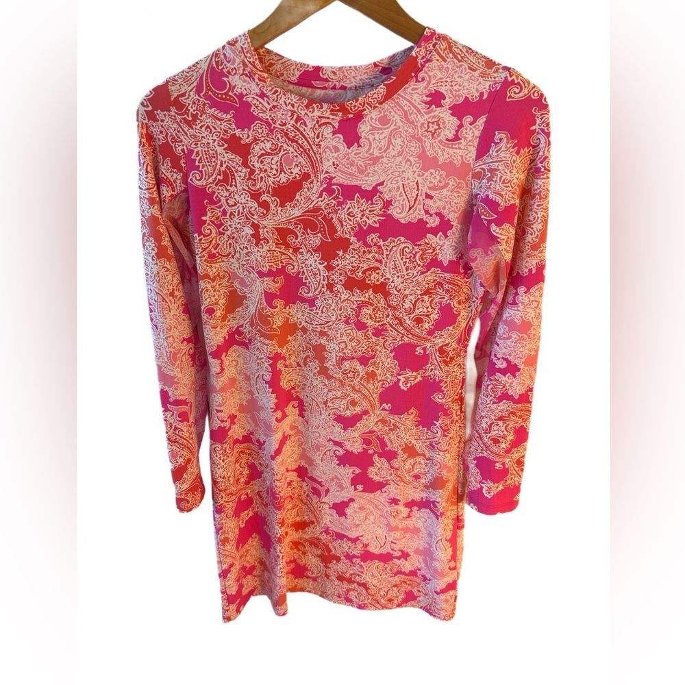 IBKUL Vibrant Pink and Orange Paisley Dress